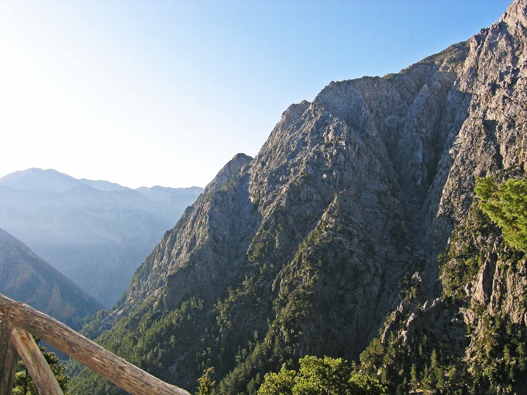 Mountain gorge with blue sky